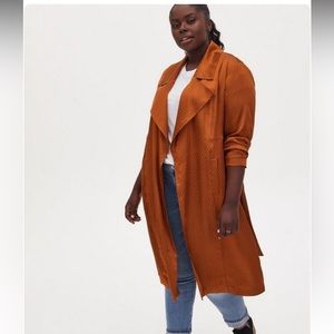 COPY - Torrid Copper Dotted Jacquard Self Tie Trench Jacket size 1